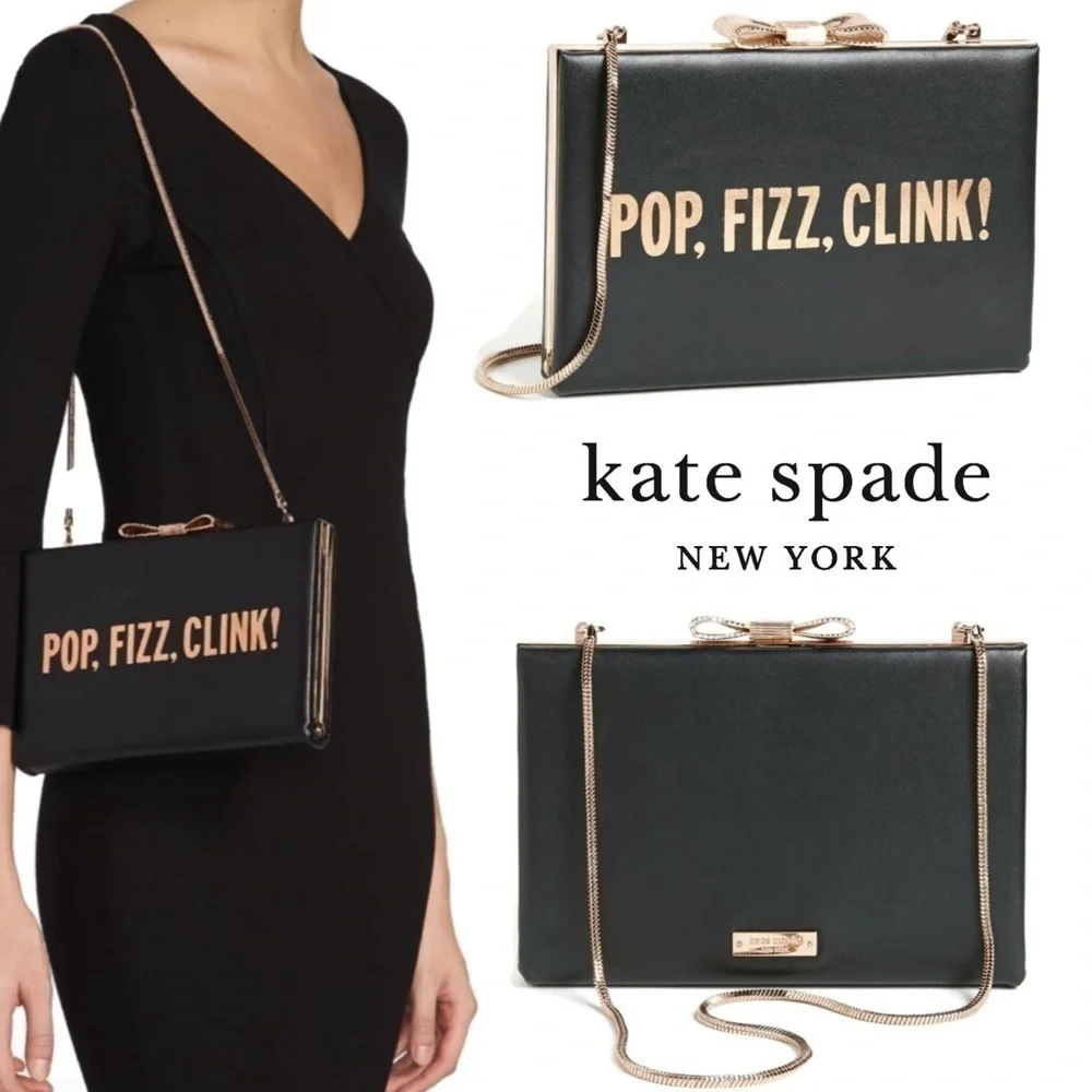 Kate Spade 🎩 POP Fizz Clink Clutch Fold Black Bag